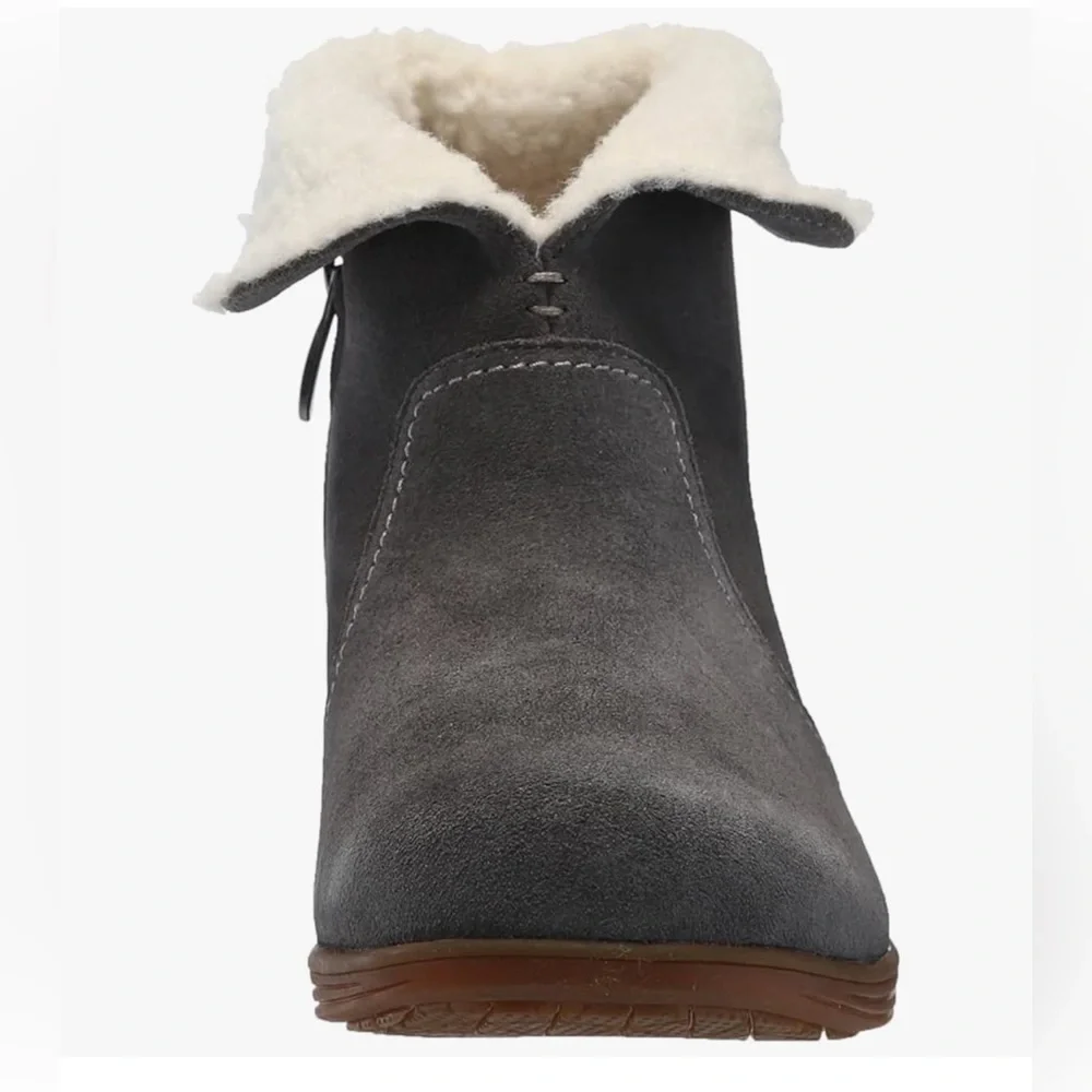 SPENCO size 7 NWT no box charcoal /Gray Suede Ankle Boots with Faux Fur Lining..